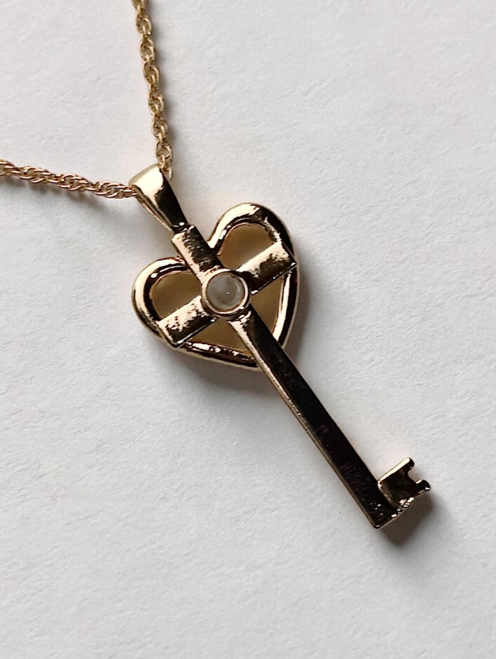 Vintage Stanhope Lord's Prayer Heart Key Pendant Necklace